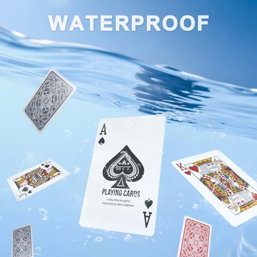 Generisch 2X Wasserdichter Kunststoff Spielkarten, Profi Kartendeck, Kartenspiele Für Bridge, Skat, Blackjack, Canasta, Texas, Romme, Go Fish, Camping (Rot & Blau) – Bild 5