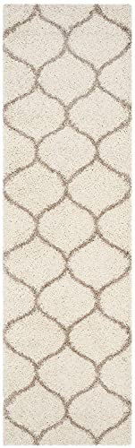 Image of Super Ultra Modern Soft Shaggy Handcrafted Anti-Skid Silk Touch Carpet, Size 2x6 Feet, Color Ivory Zigzag