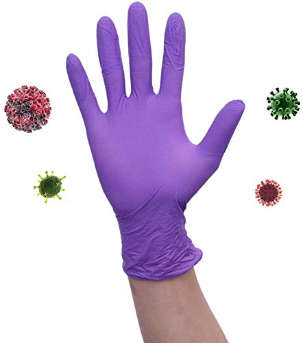 6-Box Disposable Nitrile Gloves Purple Anti-Infection Anti-Allergy Isolation Germs Work Gloves Household Cleaning Inspection Tools (100Pcs / Box),M