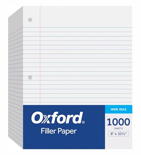 Oxford Loose Leaf Paper Wide Ruled – 1000 Pack Filler Paper...