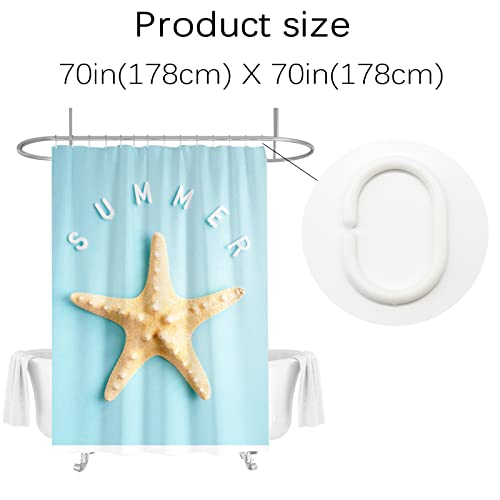 Berkin Arts Bathroom Shower Curtain Set 70x70 Inch Waterproof Polyester with Hooks Photorealism Starfish, Summer Time - Image 2