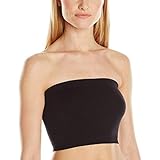 Sugarlips Women's Seamless Crop Tube Top, Black, One Size