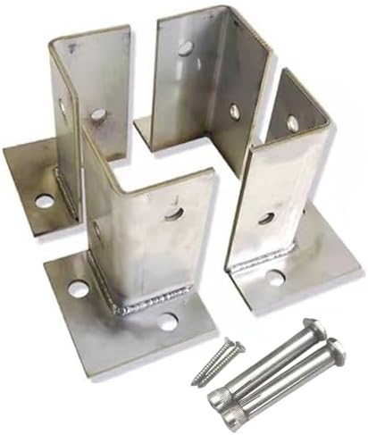 Heavy Duty Adjustable Fence Post Holder - Stainless Steel Support Base for Outdoor Pavilion & Deck Railing Brackets (1 Piece) - Durable, Weather-Resistant, Easy Installation