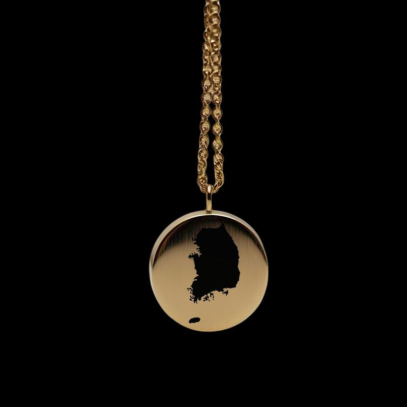 Colgante de mapa de Corea del Sur redondo en oro de 14k de 24 mm 2