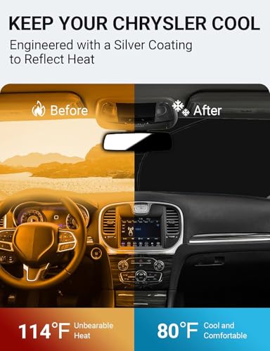 Image of Proadsy 2026 Upgrade Front Windshield Sun Shade Foldable Sunshade Protector Sun Visor Custom Fit Chrysler 300 300C 2011-2023 Accessories