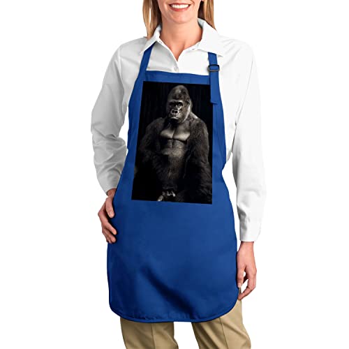 Tablier de cuisine premium gorille classe en coton bleu chic - 2