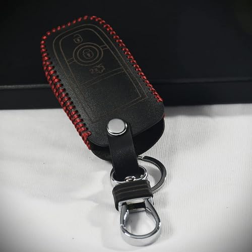Image of Leather Car Key Cover for Ford Figo | Aspire | Ecosport | Endeavour | Freestyle Smart (Black)