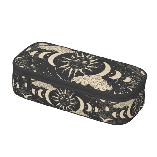 Image of Moon And Sun, Mysterious Astrology Large Pencil Case, Pencil Pouch With Zipper Compartments Stationery Pencil Bag For Kids Teens Students School Supplies
