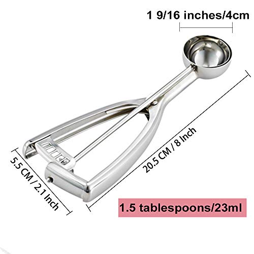 Saebye Small Cookie Scoop, 1.5 Tbsp/ 0.8 Oz, 1.6 Inch/ 4 Cm Ball, 18/8 Stainless Steel Small Ice Cream Scoop, Secondary Polishing #TOP1