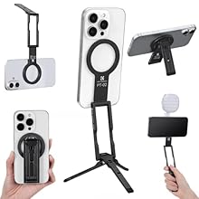 Ultra-Slim & Pocket-Sized – This mini tripod for iPhone folds to just 7mm thick and 101mm long, weighing only 59g. It sits flush against your phone, fitting naturally in your palm without adding bulk. You can wear it daily or slip it into any pocket,...