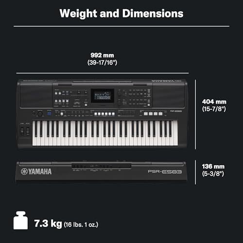 Yamaha PSR-E583, 61-Key Touch-Sensitive Portable Keyboard with Premium Sound, Music Rest and Power Adapter - Thumbnail 4