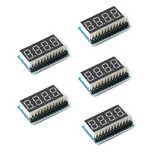 JESSINIE 5Pcs 4-Bit 74HC164 0.36 inch Red Highlight Digital Tube Display Module Common Positive 4 Segment Serial Interface 4 Bit Digital Display Module 74HC164 Driver
