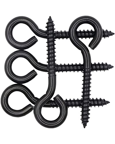 IMSCREWS 10 Pcs 3-1/4" Black Stainless Steel Eye Bolts, Heavy Duty 0.236" Thick Lag Screw Eyes for Wood, 304 Grade Anti-Rust Self-Tapping Eyelet Hooks for Outdoor Cable, Wire &amp; Tie-Downs