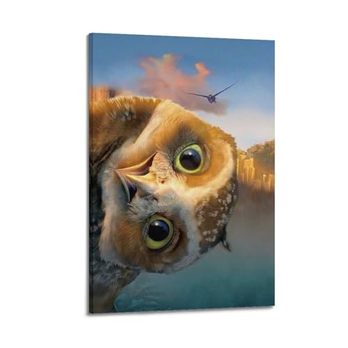 Poster Chouette koanga 60x90cm Décoration Murale Moderne pour Chambre à Coucher