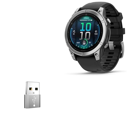 BoxWave Adapter Compatible with Garmin Fenix E (47mm) - USB-A to C PortChanger (5-Pack), Type-C OTG Convert Charging Data Adapter - Metallic Silver