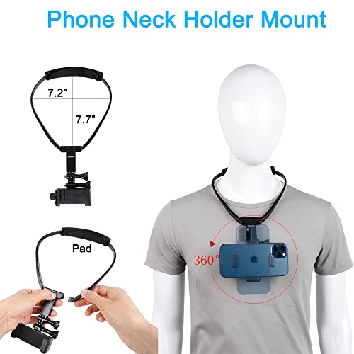Image of PellKing Phone First-Person Perspective Shooting Mounting,Accesssory Kit with Chest Mount /Head Strap /Neck Holder /Backpack Strap Mount,for iPhone Samsung Oneplus and GoPro Action Camera More