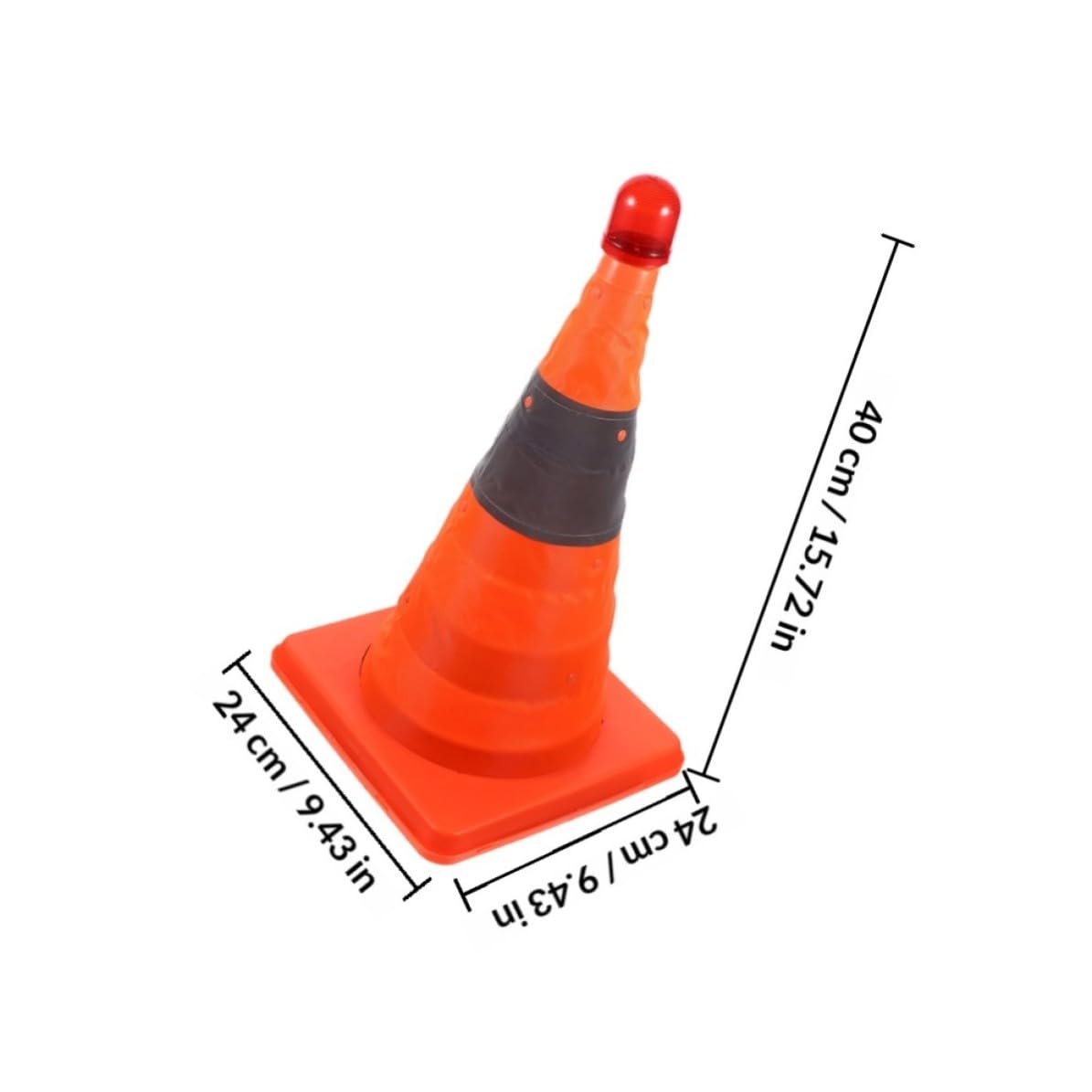 Cono de Tráfico LED Plegable de 45cm, Naranja, 2 Unidades | Señalización Vial y Gestión del Tráfico, Almacenamiento Sencillo, Aviso Luminoso y Funciones de Advertencia