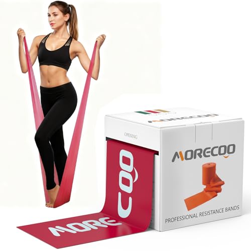 MORECOO Resistance Bands for Working Out 25 Yard Roll, Professional Latex Exercise Bands, Resistance Bands for Physical Therapy, Stretch Bands for Upper & Lower Body Exercises, Pilates & Rehab