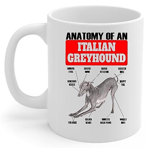 Lovesout Funny Blue Italian Greyhound Anatomy Chart Coffee Mug White Ceramic Cup 11oz