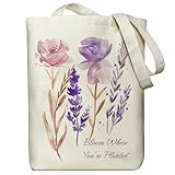 itgowisa Elegant Watercolor Floral Tote Bag for Women - Bloom Where You're Planted - 15.7