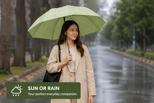 Image of Umbrella, Mini Folding Windproof & Compact UV Umbrella for Sun Protection Rain Windproof Strong Large 3 Fold for Women Handbags,3 Fold for Men Women, Stylish & Compact
