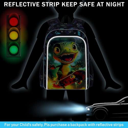 Image of 3Pcs Dinosaur Backpack for Boy, 16 inch Bookbag with Lunch Box, Kids School Backpacks for Elementary Preschool Kindergarten (Black)