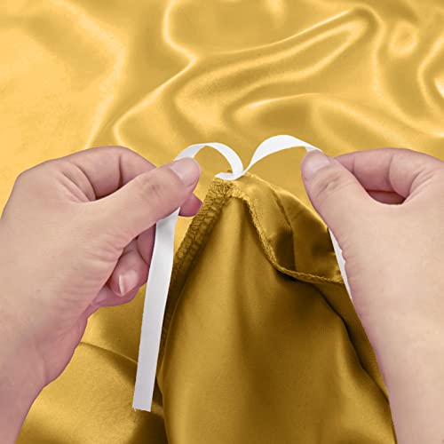 Image of Ersmak 6 Pieces Satin Duvet Cover Full /Queen Size Luxury Silky Bedding Duvet Cover Set with 1 Soft Duvet Cover, 4 Queen Pillowcases and 1 Body Pillowcase, Gold