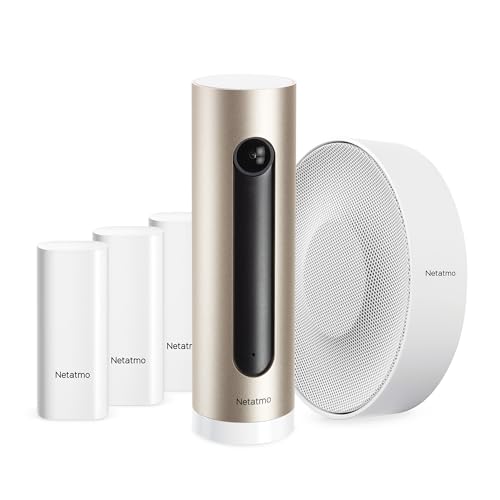Netatmo Intelligentes Video-Alarmsystem, WiFi Innenkamera + 110 DB drahtlose Sirene + 3 Öffnungsmelder für Türen und Fenster, NBU-ICSS-EUU