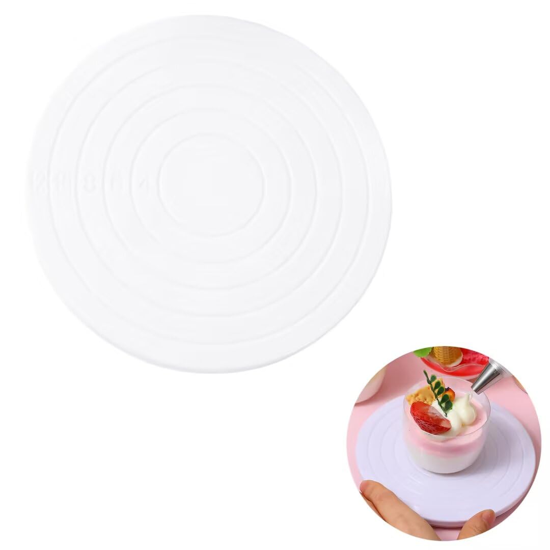 Cake Turntable, 14cm Mini, Non Slip Rotating Cake Stand, 360°Smooth Cake Spinner Plastic Decorating Turntable for Cupcake Muffin Small Dessert, Kids Home Baking Tools, School Cake baking hobbies