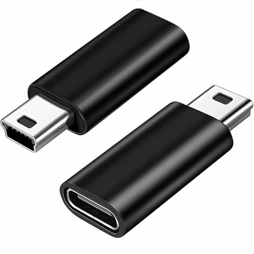 Adaptador USB C Hembra a Mini USB Macho, Conversor USB Tipo C a Mini USB macho, Apto para Reproductor MP3, Cámaras Digitales, GPS, Discos Duros Portátiles, Máquina Digital Box y más, 1 Unidad