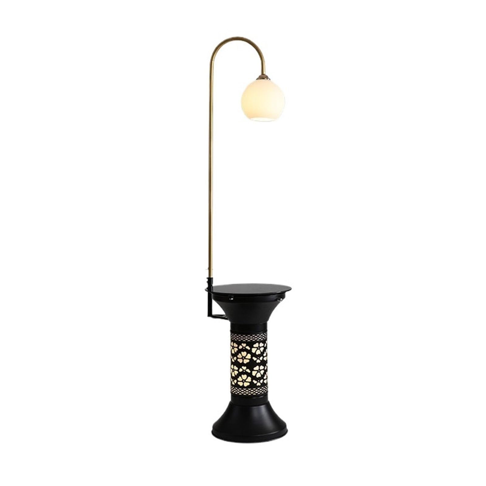 Z4T8M2K6G5 Tall Standing Lamp Floor Lamp with Table, Side with USB Charging Port, Modern Bedside Nightstand End with for Living Room, Bedroom, Guest(Gold)