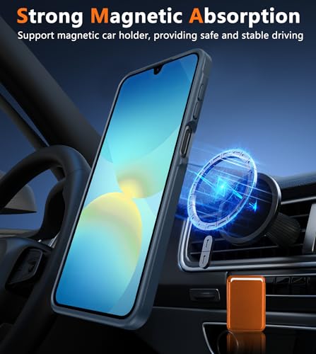 Image of FNTCASE for Galaxy A26 5G Phone Case: Magnetic Matte Translucent Military Grade Drop Protection Cell Phone Cover - Slim Rugged Durable Shockproof Protective for Samsung A26 Cases - Blue