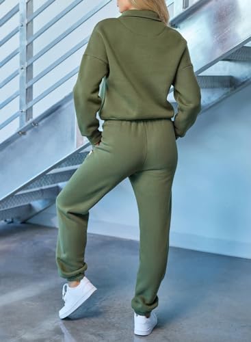 Herseas Women 2 Piece Outfits Sweatsuit Lounge Set Half Zip Pullover with Jogger Airport Tracksuit Matching Pants Set3