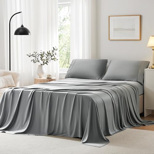 ACCURATEX Cooling Sheets Split King Size Grey - Viscose Made from...