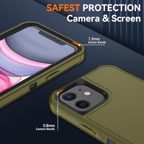 Image of SunStory Compatible with iPhone 11 Case with HD Screen Protector, 3-Layer Heavy Duty Full-Body Cover,3 in 1 Hybrid Protective Case for iPhone 11 6.1 inch,ArmyGreen