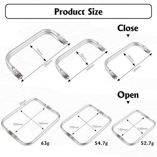 LWMTT 3 Stück Taschenrahmen Verschluesse 16cm 20cm 25cm Taschenbügel Taschen Verschluss für DIY Geldbeutel Handtasche Taschenzubehör