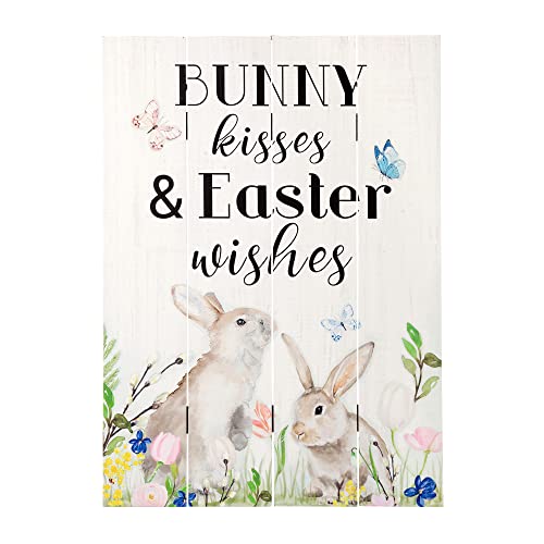 Lapin de Pâques en bois décoration murale suspendue Glitzhome