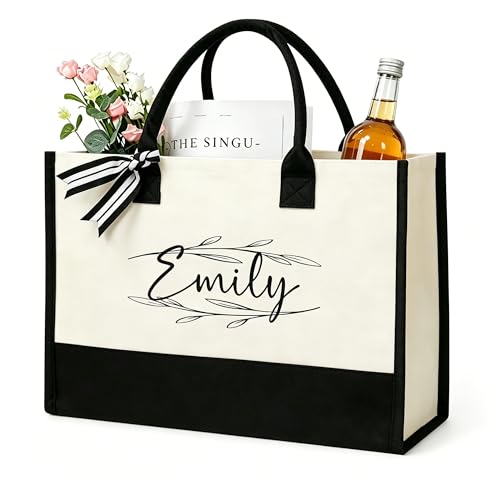 Bolsa tote de lona personalizada para mujer, ideal como regalo para despedida de soltera, boda, cumpleaños o viajes y compras miniatura 1