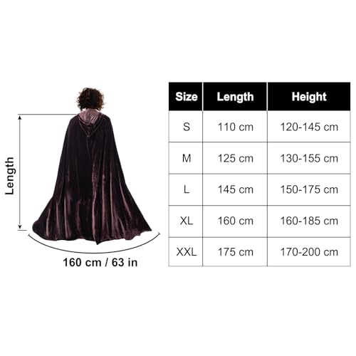 Myir JUN Halloween Umhang Unisex, Umhang mit Kapuze für Damen Herren Kinder Erwachsene Vampir Kostüm Jungen Halloween Kostüm (Braun, M)