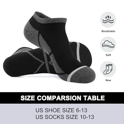 COOVAN 12 Pack Mens Ankle Socks Cushioned Running Sport Socks Breathable Anti-Blister Low Cut Athletic Socks3