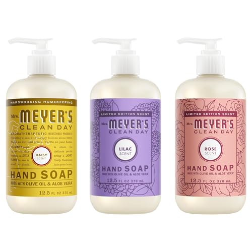Image of Mrs. MEYER'S CLEAN DAY Hand Soap 12.5 Fl Oz New Spring Scent Variety Pack (Lilac + Daisy + Rose)
