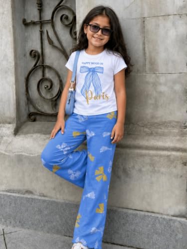 Image of Nap Chief Girls Cotton Official Cartoon Characters and Printed Co ord Set, Tshirt & Flared Pant Set for Casual Wear