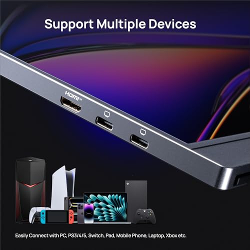 Image of ARZOPA 16.1'' 144Hz Portable Gaming Monitor, 106% sRGB 1080P FHD Kickstand Portable Monitor with HDR, Ultra Slim, Eye Care, External Second Screen for Laptop, PC, PS5, Mac, Xbox-Z1FC Gray