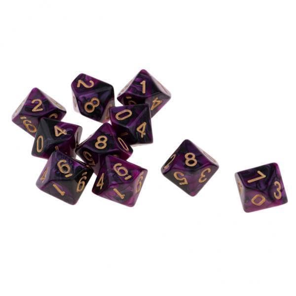 UJEAVETTE Toy 10x10x 10-Sided Game Dice 16mm Dice for Board Games/Teaching Math Purple+Black Accessories & Dice-image-4