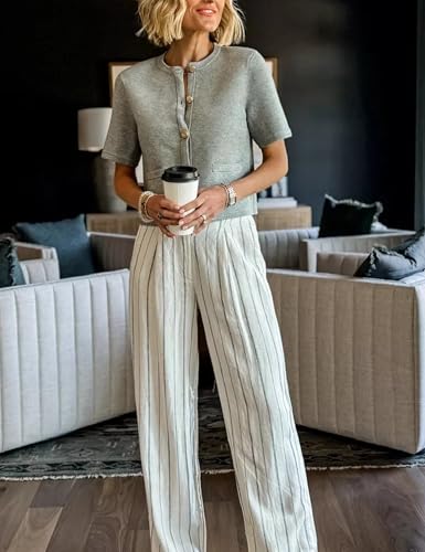 Womens Knit Cardigan Sweaters Fall Fashion Short Sleeve Button Down Cropped Coat Jacket with Pocket3