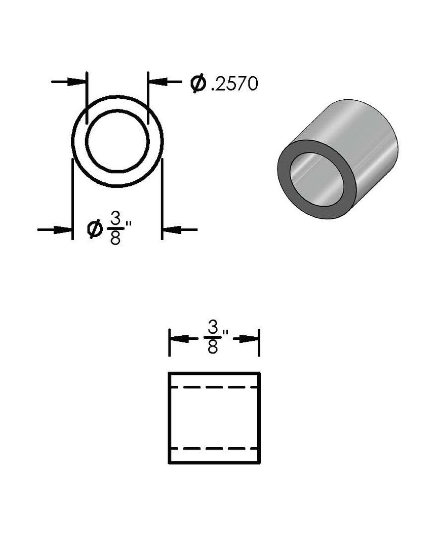 Steel Spacer 1/2" OD x 3/8" ID, Round Spacer Unthreaded Standoff Bushing Plain Finish, Fits Screws, Bolts 3/8", Metal Spacers Online (3/8" Length, 25 Pack)