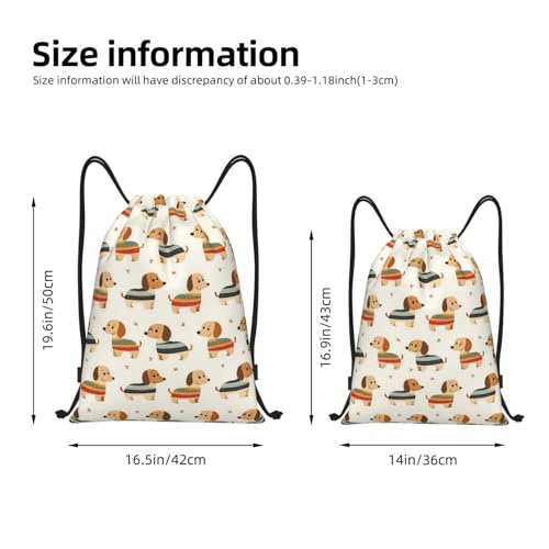 Drawstring Backpack - Colorful Dachshund Dog Print Sports Gym Sackpack String Bag For Women Men, Lightweight Draw String Back Bag For Workout Travel2