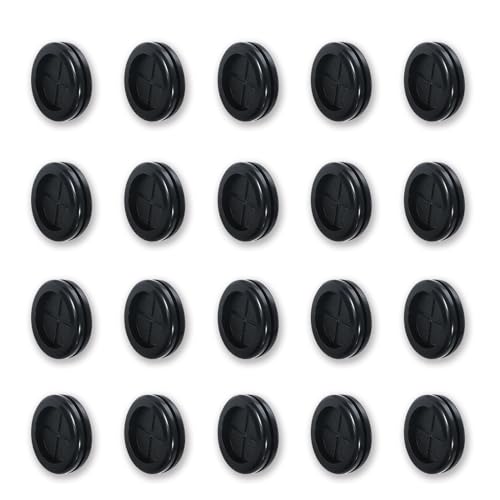 25mm Rubber Grommet, 20 Pcs Round Hole Cover, Wire Tidies Organizer Management Grommets for Machine, Black
