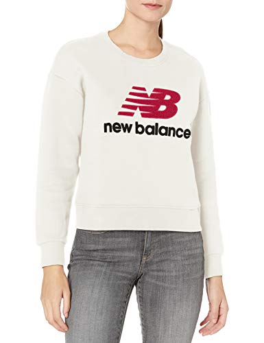 New Balance Women's NB Athletics Stadium Crew Neck Sweatshirt, Sea Salt, X-Large