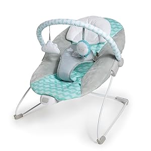 Ingenuity Ity Bouncity Bounce Luxe vibrerende opblaasbare babystoel, 0-6 maanden (Goji)